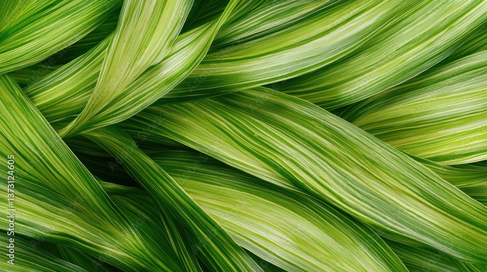 Close up of overlapping striped green leaves showing natural detail Close up of overlapping striped green leaves showing natural detail