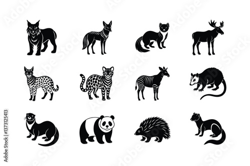 Animals silhouette vector illustration icons