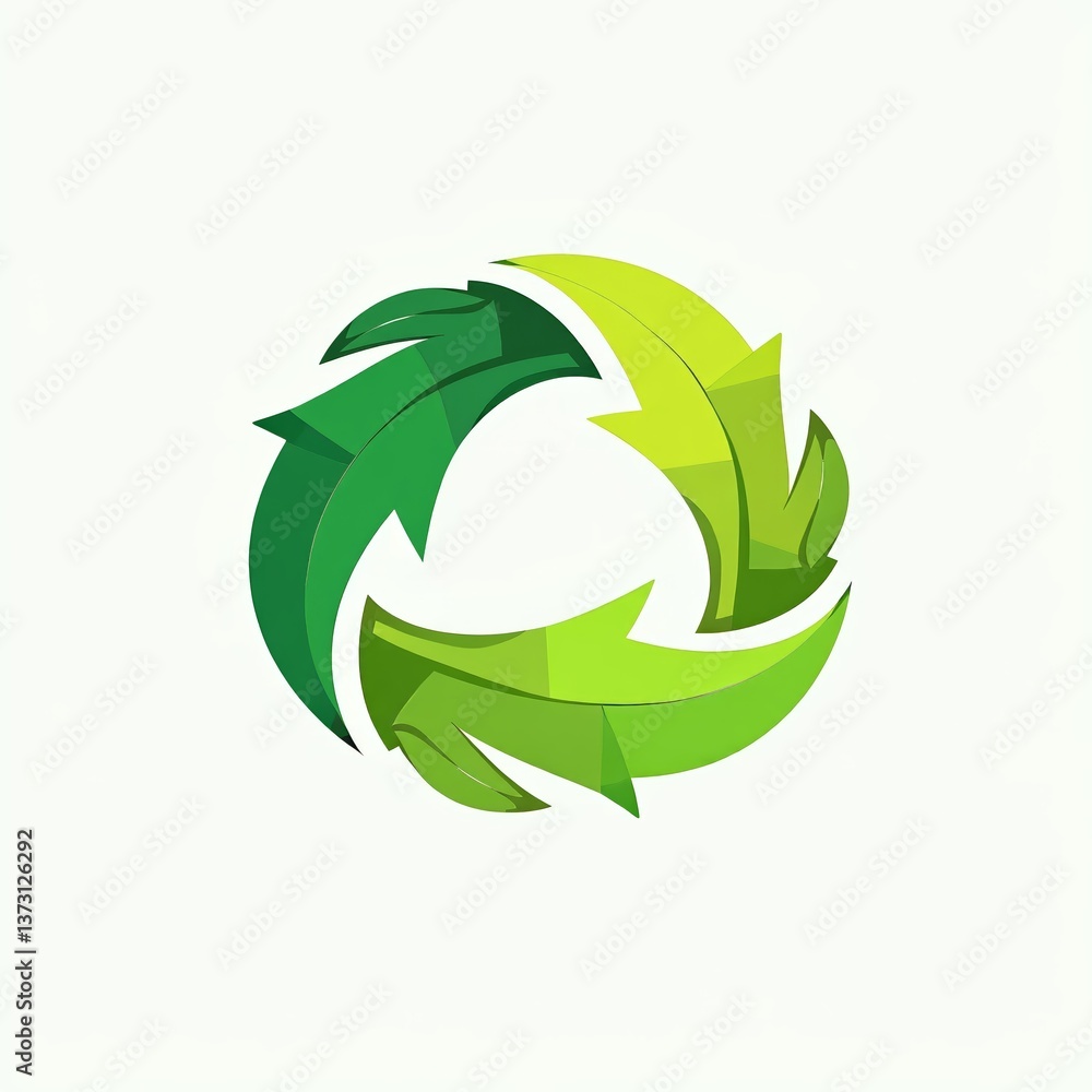 Green Recycling Symbol in Modern Flat Design Green Recycling Symbol in Modern Flat Design