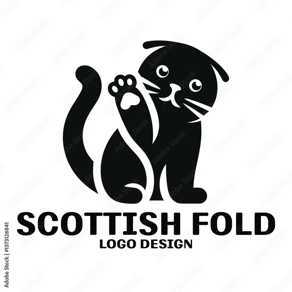 Obraz premium Scottish Fold Cat Vector Logo Design