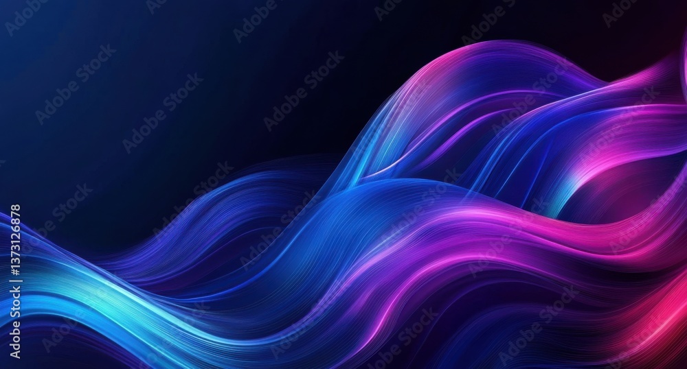 Fototapeta premium Abstract blue and purple gradient waves on a dark background