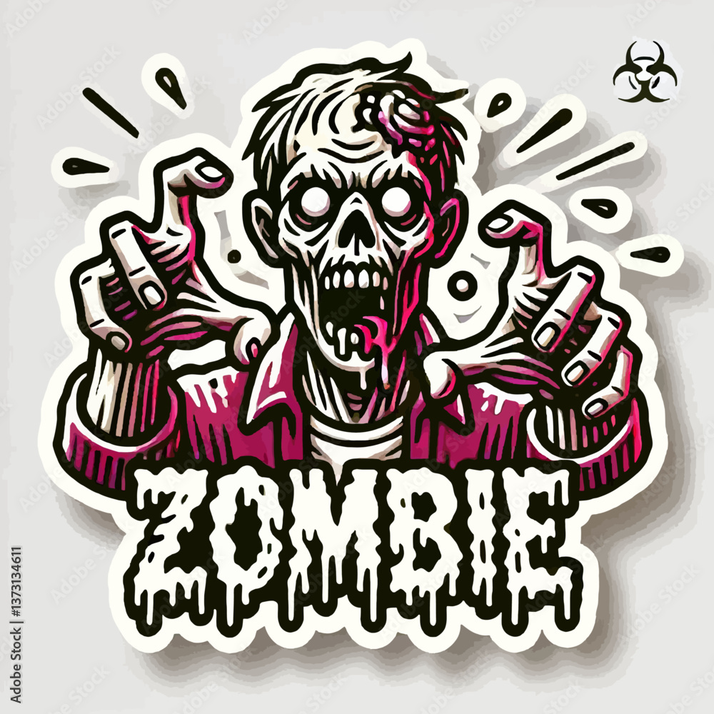 Φωτογραφία Logotipo de zombi en estilo 3D con contorno grueso sobre fondo blanco en formato