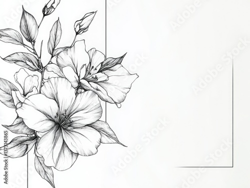 A delicate watercolor flower with leaves and stem, in a classic and elegant style.