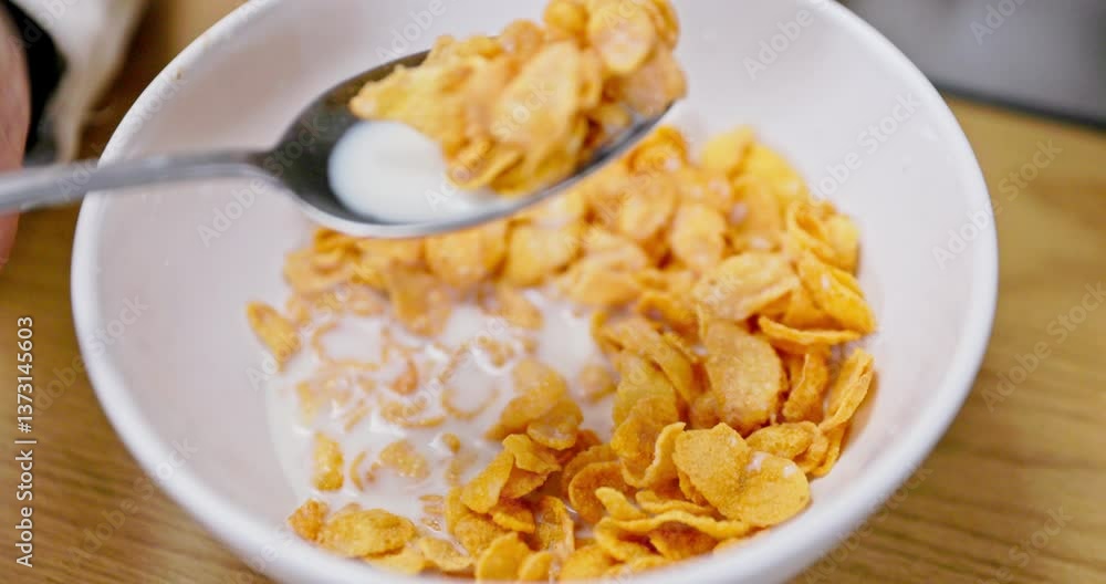 Indulge in a Delicious Breakfast Cereal Served with Creamy Milk for Your Morning Enjoyment Indulge in a Delicious Breakfast Cereal Served with Creamy Milk for Your Morning Enjoyment