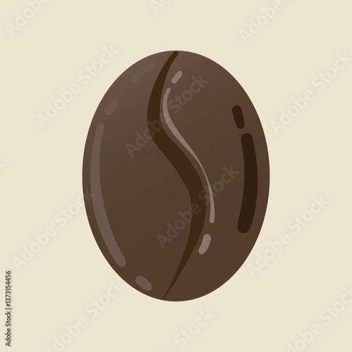 Coffee bean. Flat style. Vector illustration isolated on monochrome background. Element for coffee designs.