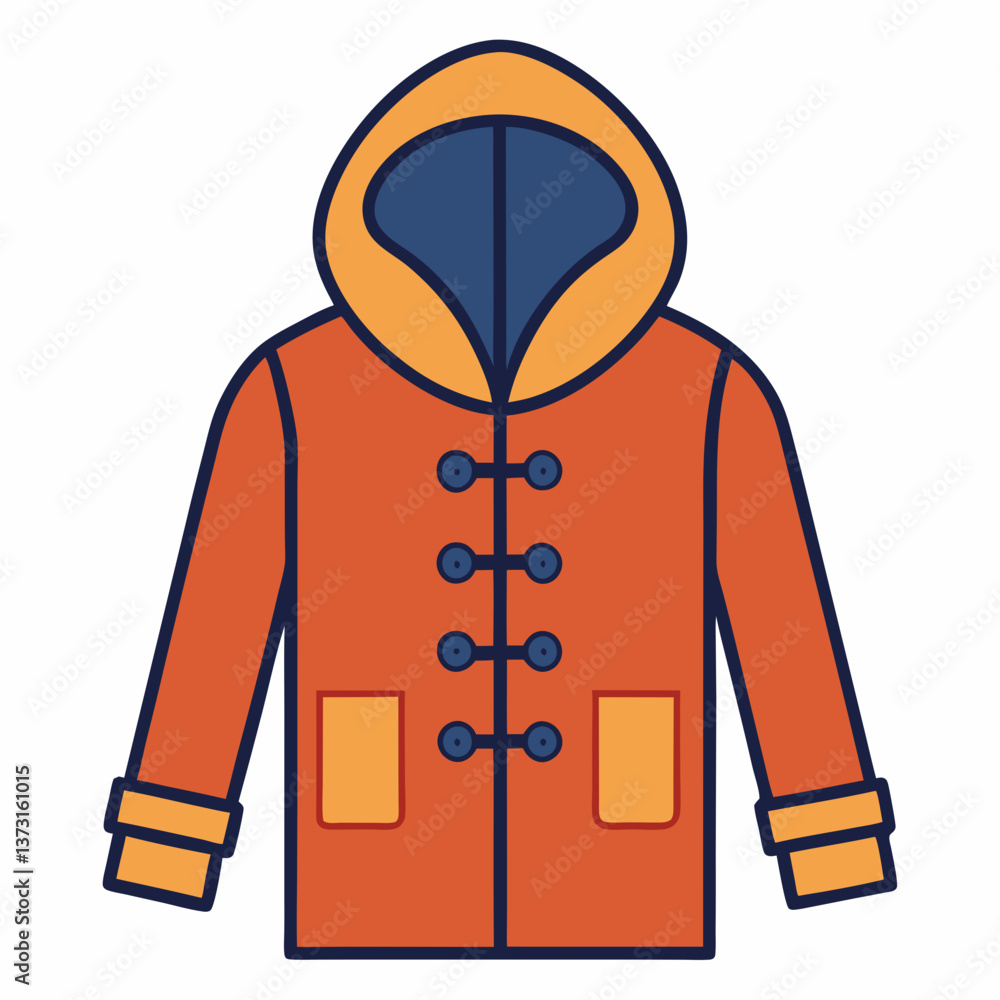 Minimalist Duffle Coat Vector Illustration on White Background Minimalist Duffle Coat Vector Illustration on White Background
