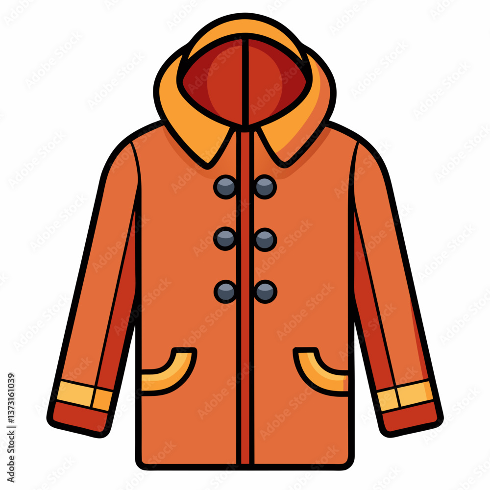 Minimalist Duffle Coat Vector Illustration on White Background Minimalist Duffle Coat Vector Illustration on White Background