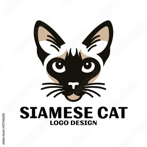 Siamese Cat Vector Logo Design