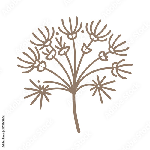 Elegant Cyperus Esculentus Line Art Illustration