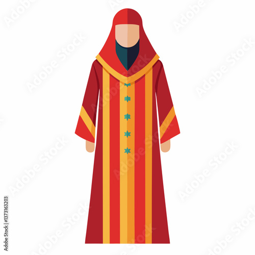 Minimalist Djellaba Vector on White Background
