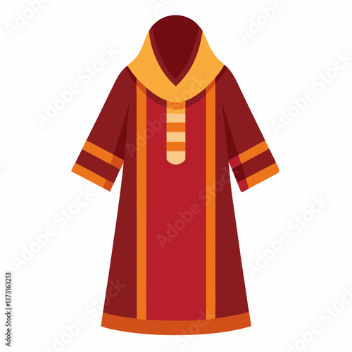 Minimalist Djellaba Vector on White Background