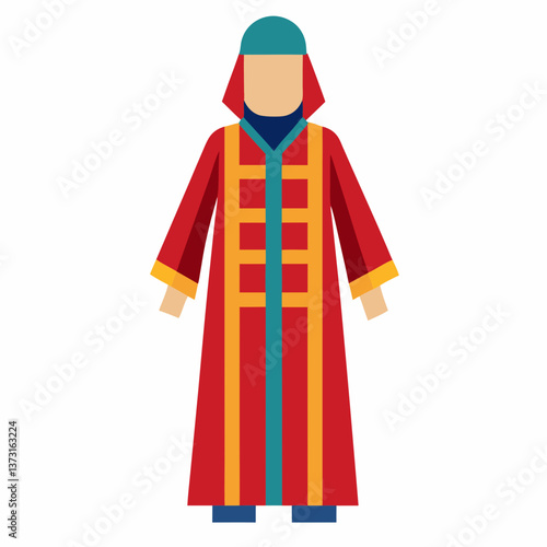 Minimalist Djellaba Vector on White Background