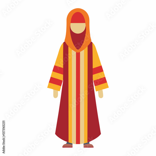 Minimalist Djellaba Vector on White Background
