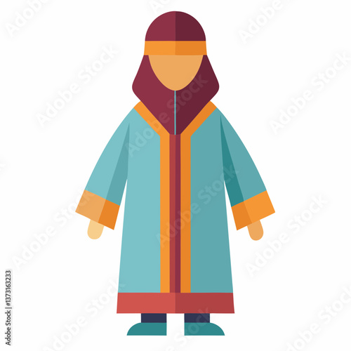 Minimalist Djellaba Vector on White Background