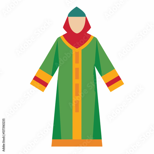 Minimalist Djellaba Vector on White Background