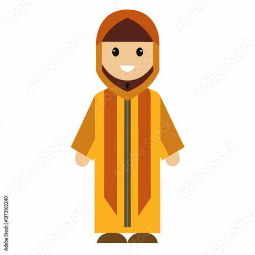 Minimalist Djellaba Vector on White Background