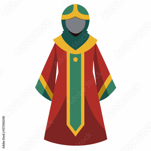 Minimalist Djellaba Vector on White Background