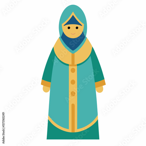 Minimalist Djellaba Vector on White Background