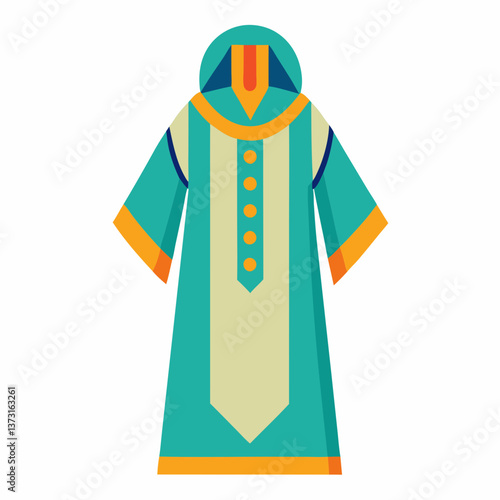 Minimalist Djellaba Vector on White Background