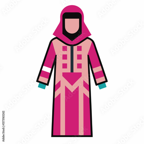Minimalist Djellaba Vector on White Background