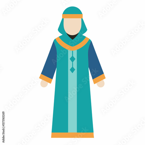Minimalist Djellaba Vector on White Background