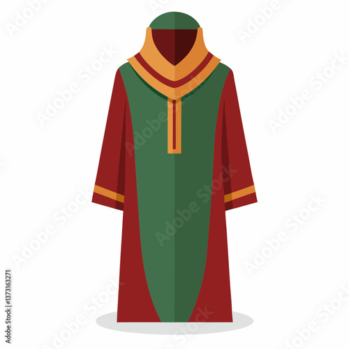 Minimalist Djellaba Vector on White Background