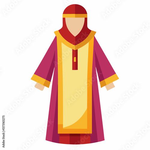 Minimalist Djellaba Vector on White Background