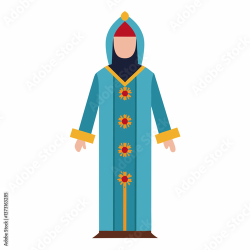 Minimalist Djellaba Vector on White Background
