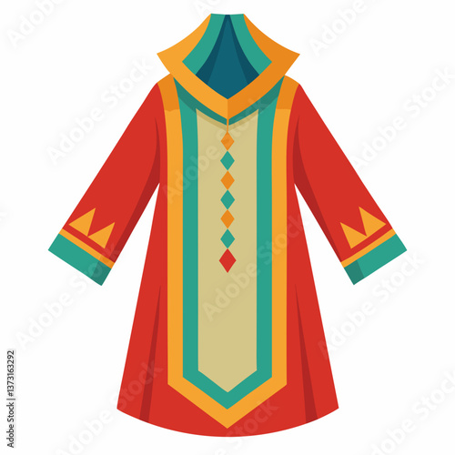Minimalist Djellaba Vector on White Background