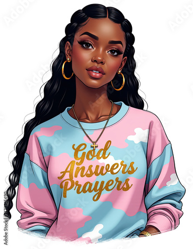 God Answers Prayers Pastel Sweatshirt Clipart PNG