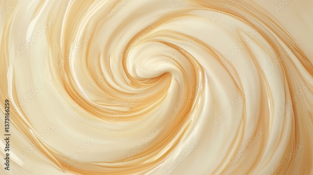 Creamy swirl background with smooth sauce or milk texture, ideal for dairy or dessert-themed design. Creamy swirl background with smooth sauce or milk texture, ideal for dairy or dessert-themed design.