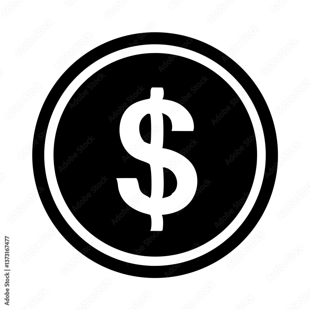 Dollar Symbol Icon: A simple yet powerful depiction of the dollar symbol, prominently displayed within a circular frame, symbolizing finance and value. Dollar Symbol Icon: A simple yet powerful depiction of the dollar symbol, prominently displayed within a circular frame, symbolizing finance and value.