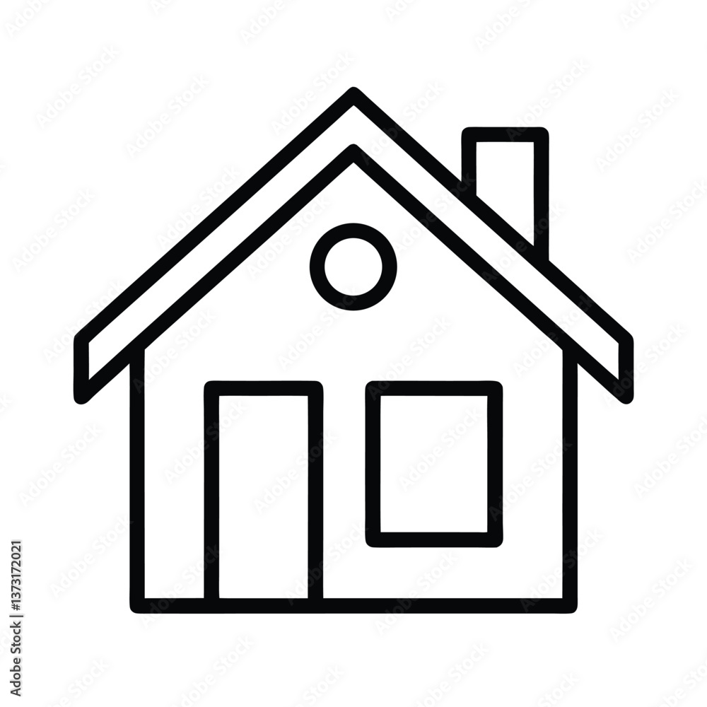 Simple house icon on a white background representing real estate and home design Simple house icon on a white background representing real estate and home design