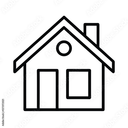Simple house icon on a white background representing real estate and home design