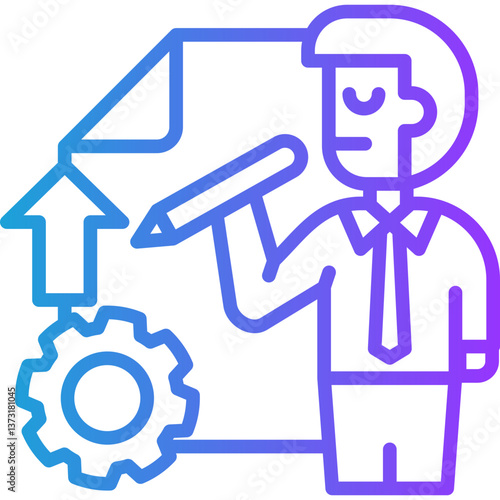 Management Skills line gradient icon