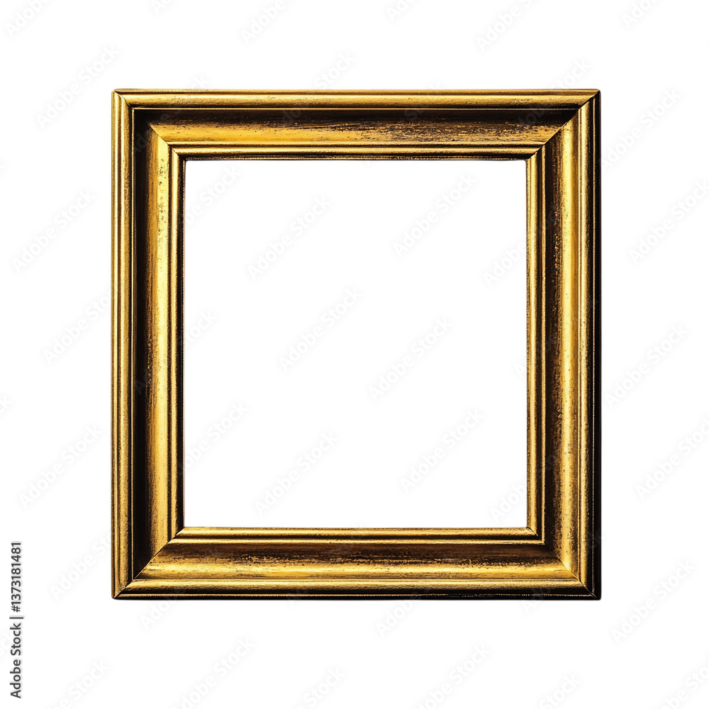 Simple Golden Frame with Smooth Edges Isolated on Transparent Background Simple Golden Frame with Smooth Edges Isolated on Transparent Background