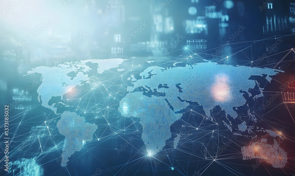 A light blue background with a digital world map and global network connections, representing the concept of international business or connectivity,
A light blue background with a digital world map and global network connections, representing the concept of international business or connectivity,