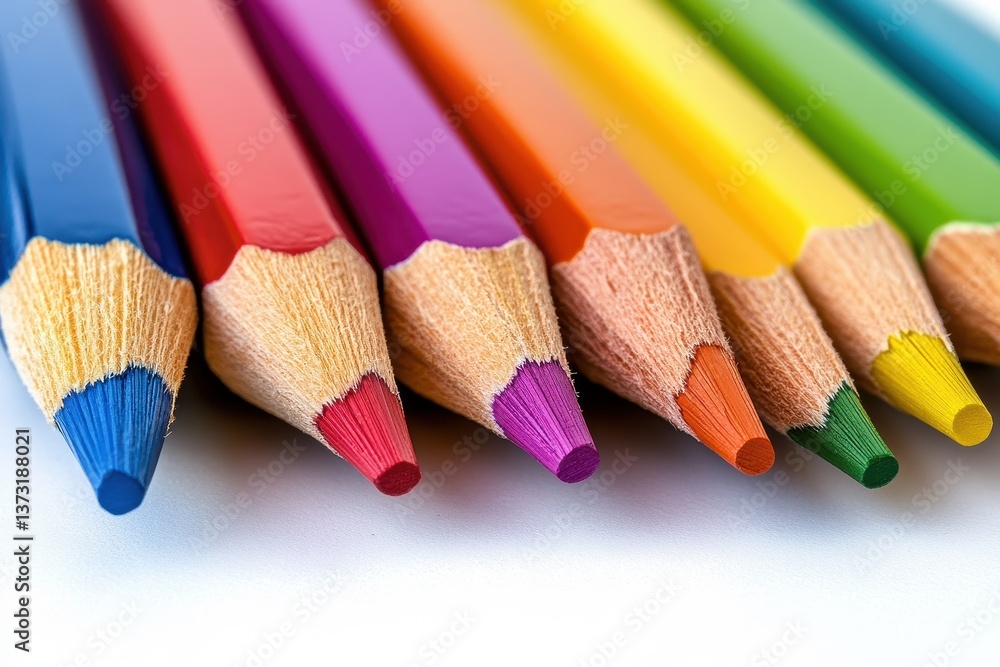 Colorful set of sharpened pencils arranged in a line with vibrant hues on a transparent background for creative projects Colorful set of sharpened pencils arranged in a line with vibrant hues on a transparent background for creative projects
