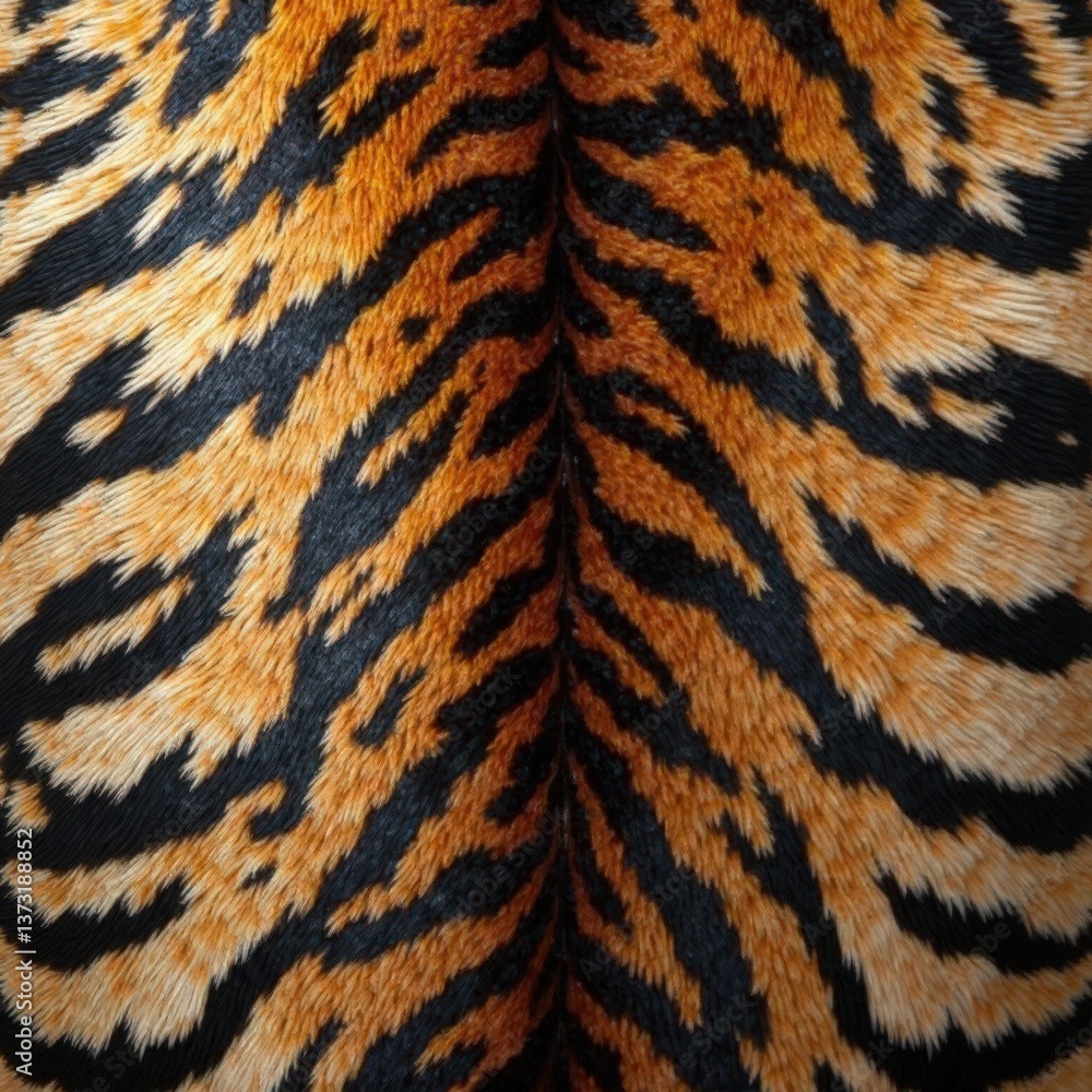 Fototapeta premium Close-up of a realistic tiger fur texture with black stripes in a studio shot.
