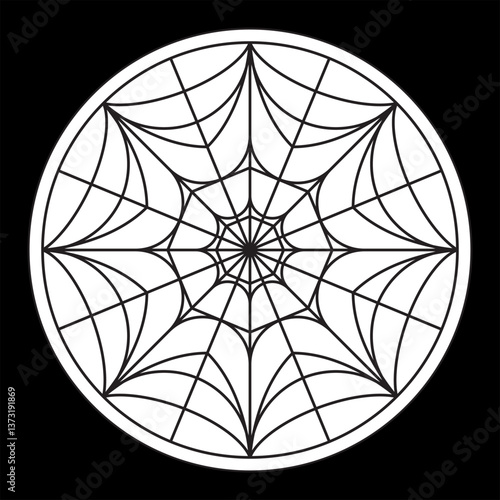 Wednesday stained glass window background. Stained glass window in the form of a half-divided mesh. Good and bad concept. Black and white window mosaic. vector illustration.