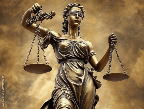 Statue of Lady Justice holding scales and sword, symbolizing fairness, justice, and the rule of law in an iconic representation of balance and law.
