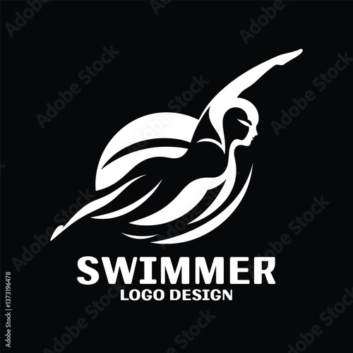 Swimmer Vector Logo Design