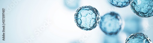 Blue transparent microbial cell structure close up