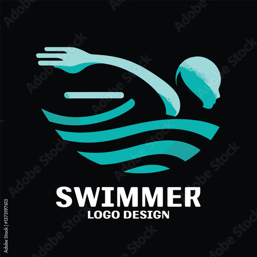 Swimmer Vector Logo Design
