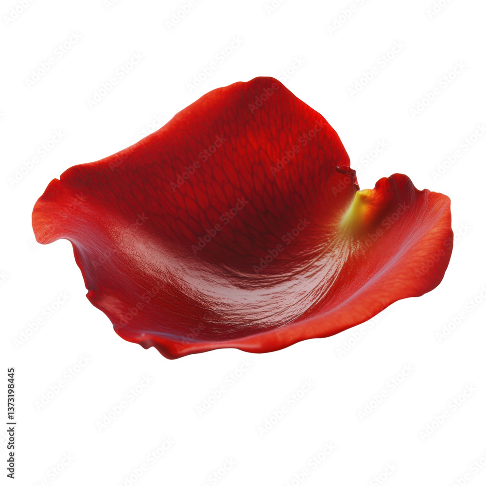 Closeup of a vibrant red rose petal on a transparent background, showcasing delicate texture and detail Concept of love, romance, and Valentines Day Closeup of a vibrant red rose petal on a transparent background, showcasing delicate texture and detail Concept of love, romance, and Valentines Day