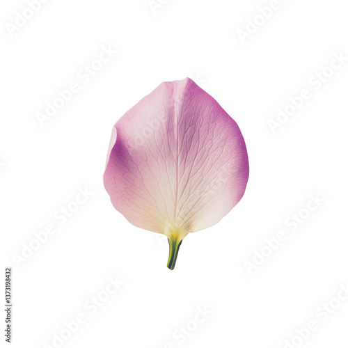 Delicate pink rose petal on a transparent background, showcasing the beauty of nature and floral elegance for botanical designs