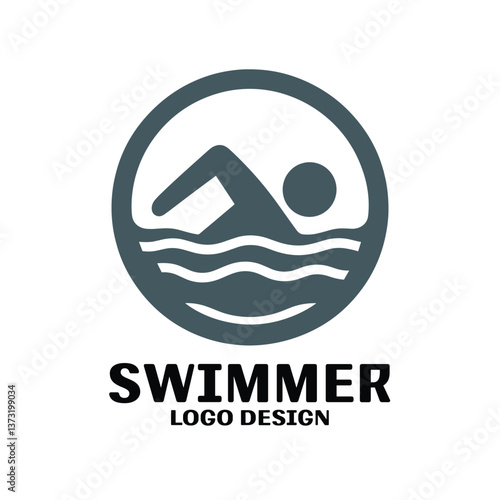 Swimmer Vector Logo Design
