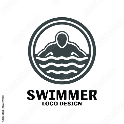 Swimmer Vector Logo Design