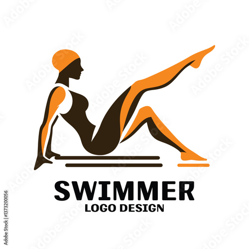 Swimmer Vector Logo Design