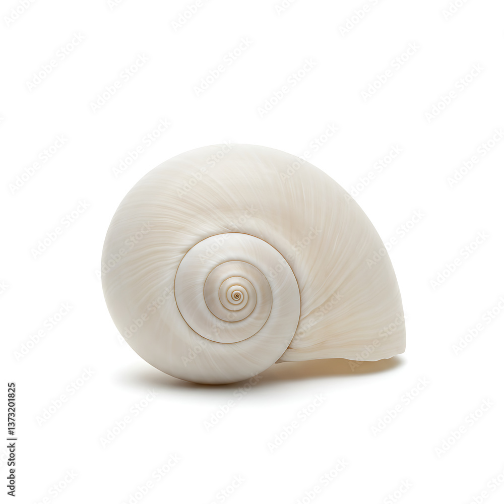 Close-up of a Smooth, Creamy White Seashell on a White Background Close-up of a Smooth, Creamy White Seashell on a White Background